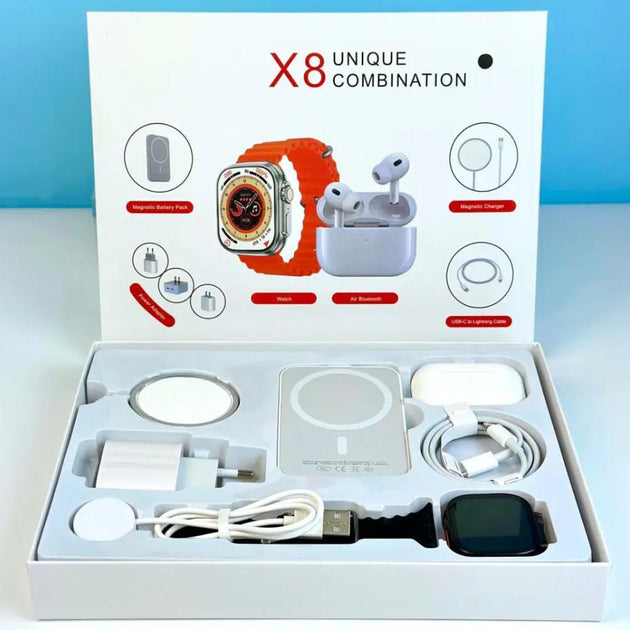 X8 Smartwatch with Power Bank and Wireless Earphone